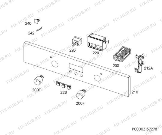 Взрыв-схема плиты (духовки) Zanussi ZOA35722XV - Схема узла Command panel 037